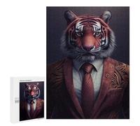 Adult Jigsaw Puzzles 500 PCS Wildly Dapper Tiger Suit Jigsaws for Adults Family Games Presents for Women Educational Challenge 500 PCS