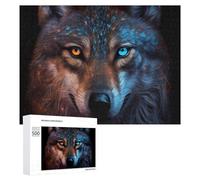 Adult Jigsaw Puzzles 500 PCS Wolf Eyes Dual Vision Puzzles for Adults Hands-on Game Enhance Memory Gifts for Friends And Family 500 PCS