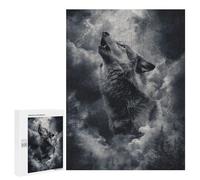 Adult Jigsaw Puzzles 500 PCS Wolf Howling at Moon Jigsaw Puzzles for Adults Stress Reliever Challenging To Complete Brainteaser Family Games 500 PCS