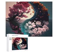 Adult Jigsaw Puzzles 500 PCS Yin-Yang Harmony Floral Balance Puzzles for Adults Hands-on Game Enhance Memory Gifts for Friends And Family 500 PCS