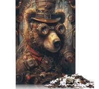 Adult Jigsaw Puzzles 500 Pieces Animal Steampunk Bear Puzzles for Adults Teenagers Teenager Man Woman Gift 500pcs (52x38cm)