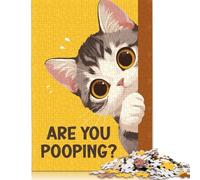 Adult Jigsaw Puzzles 500 Pieces Are You Pooping Tabby Cat Wooden Puzzles for Adults & Teenager for Adults& Teens Age 12 Years Up 500pcs (52x38cm)