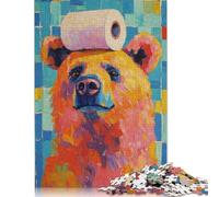 Adult Jigsaw Puzzles 500 Pieces Bear with Toilet Paper Puzzles for Adults & Teenager Educational Games 500pcs (52x38cm)