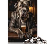 Adult Jigsaw Puzzles 500 Pieces Cane Corso in The Pub Wooden Puzzles for Teenagers Gifts Family Game for Adults And Teenagers 500pcs (52x38cm)