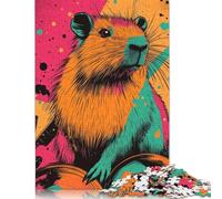 Adult Jigsaw Puzzles 500 Pieces Capybara Pop Art Capybara Pop Art Illustration Vibrant Modern Animal Art Wooden Puzzles for Teenagers Gifts For Family Fun & Game Night 500pcs (52x38cm)