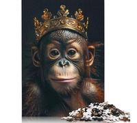 Adult Jigsaw Puzzles 500 Pieces Chimpanzee Cute King Wooden Puzzles for Adults & Teenager for Adults& Teens Age 12 Years Up 500pcs (52x38cm)