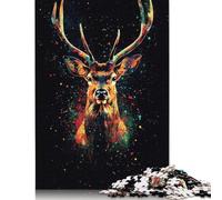 Adult Jigsaw Puzzles 500 Pieces Colorful Deer Portrait Wooden Puzzles for Teenagers Gifts For Family Fun & Game Night 500pcs (52x38cm)