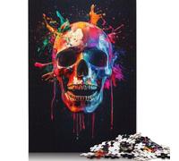 Adult Jigsaw Puzzles 500 Pieces Colorful Skull Splash Wooden Puzzles for Adults Puzzles Funny Jigsaw Puzzles 500pcs (52x38cm)