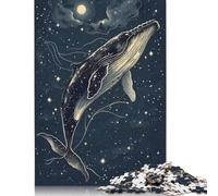 Adult Jigsaw Puzzles 500 Pieces Cosmic Whale Shark Wood Puzzle for Adults Sustainable Puzzle for Adults 500pcs (52x38cm)