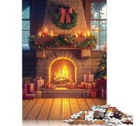 Adult Jigsaw Puzzles 500 Pieces Cozy Christmas Fireplace Wooden Puzzles for Teenagers Gifts For Family Fun & Game Night 500pcs (52x38cm)