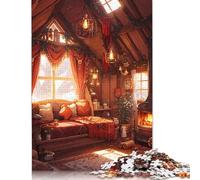 Adult Jigsaw Puzzles 500 Pieces Cozy Hearth Wooden Puzzle for Adults And Teenager Sustainable Puzzle for Adults | Games 500pcs (52x38cm)