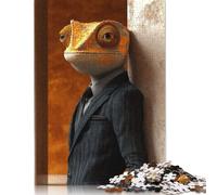 Adult Jigsaw Puzzles 500 Pieces Dapper Chameleon Wooden Puzzles for Adults Puzzles Brain Teaser Puzzle 500pcs (52x38cm)
