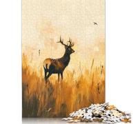 Adult Jigsaw Puzzles 500 Pieces Deer in Golden Field Puzzle for Adults And Teenager Jigsaw Puzzles for Adults Educational Game Challenge Toy 500pcs (52x38cm)