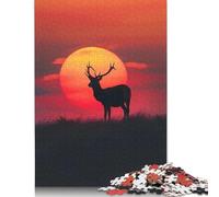 Adult Jigsaw Puzzles 500 Pieces Deer Silhouette Sunset Puzzle for Adults And Teenager Jigsaw Puzzles for Adults 500pcs (52x38cm)