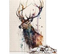 Adult Jigsaw Puzzles 500 Pieces Deer Watercolor Puzzle for Adults And Teenager Jigsaw Puzzles for Adults 500pcs (52x38cm)