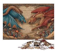 Adult Jigsaw Puzzles 500 Pieces Dragon Clash Epic Battle Wooden Puzzle for Adults And Teenager Home Decoration Puzzle Toys 500pcs (52x38cm)