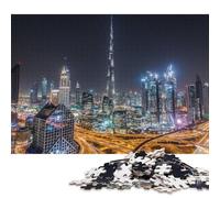 Adult Jigsaw Puzzles 500 Pieces Dubai Night Burj Khalifa Wooden Puzzle Jigsaws for Adults Jigsaw Puzzles for Adults 500pcs (52x38cm)