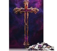 Adult Jigsaw Puzzles 500 Pieces Easter Cross Wood Jigsaw Puzzles for Adults Educational Game Challenge Toy 500pcs (52x38cm)