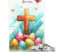 Adult Jigsaw Puzzles 500 Pieces Easter Cross Wooden Puzzles for Adults Sustainable Puzzle Games 500pcs (52x38cm)