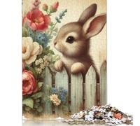 Adult Jigsaw Puzzles 500 Pieces Easter Cute Bunny Wooden Puzzle Jigsaws for Adults Sustainable Puzzle for Adults | Games 500pcs (52x38cm)
