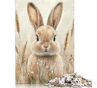 Adult Jigsaw Puzzles 500 Pieces Easter Cute Bunny Wooden Puzzles for Adults Sustainable Puzzle Games 500pcs (52x38cm)