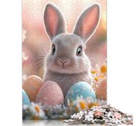 Adult Jigsaw Puzzles 500 Pieces Easter Cute Bunny Wooden Puzzles for Adults Sustainable Puzzle Games 500pcs (52x38cm)