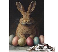 Adult Jigsaw Puzzles 500 Pieces Easter Cute Bunny Wooden Puzzles for Adults Sustainable Puzzle Games 500pcs (52x38cm)