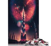 Adult Jigsaw Puzzles 500 Pieces Fireworks Dubai Puzzles for Adults & Teenager Learning Educational Puzzle 500pcs (52x38cm)
