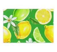 Adult Jigsaw Puzzles 500 Pieces Friends Family Game Gifts Hard Puzzle for Adults Family Toy Artwork Sliced Yellow Lemons Limes Green, 20.5x14.9 Inch