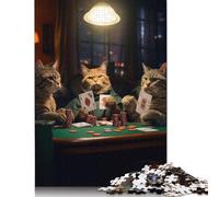 Adult Jigsaw Puzzles 500 Pieces Funny Cats Playing Poker Wooden Puzzle for Adults And Teenager Home Decoration Puzzle Toys 500pcs (52x38cm)