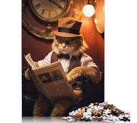 Adult Jigsaw Puzzles 500 Pieces Funny Fluffy Cat Reading Wooden Puzzle for Adults And Teenager Sustainable Puzzle for Adults | Games 500pcs (52x38cm)