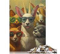 Adult Jigsaw Puzzles 500 Pieces Funny Wild Gang of Animals Wooden Puzzles Unique Home Decor And Gifts 500pcs (52x38cm)