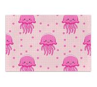Adult Jigsaw Puzzles 500 Pieces Game Puzzle Gifts Fun Adult Toy Animal Flower Art Playful Cute Pink Jellyfish Pink, 20.5x14.9 Inch