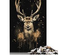 Adult Jigsaw Puzzles 500 Pieces Golden Deer Watercolor Wooden Puzzles Unique Home Decor And Gifts 500pcs (52x38cm)