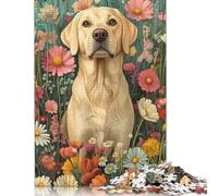 Adult Jigsaw Puzzles 500 Pieces Golden Retriever in Flowers Labrador Among Soft Florals Dog Wall Art Print Wood Puzzle Jigsaws for Adults Teenagers Age 14+ 500pcs (52x38cm)
