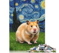 Adult Jigsaw Puzzles 500 Pieces Hamster in Starry Night Style Puzzles for Adults & Teenager Educational Games 500pcs (52x38cm)