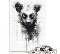 Adult Jigsaw Puzzles 500 Pieces Lemur Beauty Black Ink Puzzle for Adults And Teenager Jigsaw Puzzles for Adults 500pcs (52x38cm)