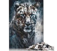 Adult Jigsaw Puzzles 500 Pieces Leopard Portrait Painting Puzzle for Adults And Teenager Jigsaw Puzzles for Adults Educational Game Challenge Toy 500pcs (52x38cm)