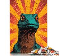 Adult Jigsaw Puzzles 500 Pieces Lizard Pop Art Vibrant Reptile Portrait Wood Puzzle Jigsaws for Adults Teenagers Age 14+ 500pcs (52x38cm)
