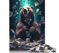 Adult Jigsaw Puzzles 500 Pieces Money Bear Dollar Bills Wooden Puzzle for Adults And Teenager Sustainable Puzzle for Adults | Games 500pcs (52x38cm)