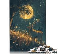 Adult Jigsaw Puzzles 500 Pieces Moonlit Deer Wooden Puzzle Jigsaws for Adults Jigsaw Puzzles for Adults 500pcs (52x38cm)