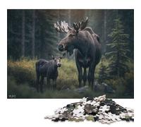 Adult Jigsaw Puzzles 500 Pieces 'Moose with Cub Wooden Puzzle for Adults And Teenager Sustainable Puzzle for Adults | Games 500pcs (52x38cm)