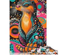Adult Jigsaw Puzzles 500 Pieces Otter in Psychedelic Art Otter - Playful Pop Art Puzzles for Teenagers Gifts Home Educational Games DIY Toys 500pcs (52x38cm)
