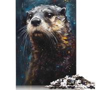 Adult Jigsaw Puzzles 500 Pieces Otter Oil Paint Portrait Puzzle for Adults And Teenager Jigsaw Puzzles for Adults 500pcs (52x38cm)