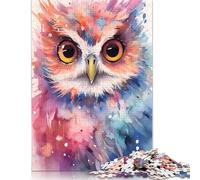 Adult Jigsaw Puzzles 500 Pieces Owl Watercolors Wooden Puzzles for Adults Puzzles Brain Teaser Puzzle 500pcs (52x38cm)