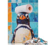 Adult Jigsaw Puzzles 500 Pieces Penguin with Toilet Paper Puzzles for Teenagers Gifts Home Educational Games DIY Toys 500pcs (52x38cm)