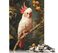 Adult Jigsaw Puzzles 500 Pieces Pink Cockatoo in Tropical Setting Wooden Puzzle for Adults And Teenager Sustainable Puzzle for Adults | Games 500pcs (52x38cm)