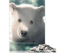 Adult Jigsaw Puzzles 500 Pieces Polar Bear Cub Wooden Puzzle Jigsaws for Adults Jigsaw Puzzles for Adults 500pcs (52x38cm)
