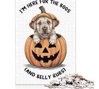 Adult Jigsaw Puzzles 500 Pieces Pumpkin Pup Halloween Wooden Puzzle for Adults And Teenager Sustainable Puzzle for Adults | Games 500pcs (52x38cm)