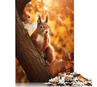 Adult Jigsaw Puzzles 500 Pieces Red Squirrel in Autumn Puzzle Jigsaws for Adults& Teens Age 12 Years Up 500pcs (52x38cm)